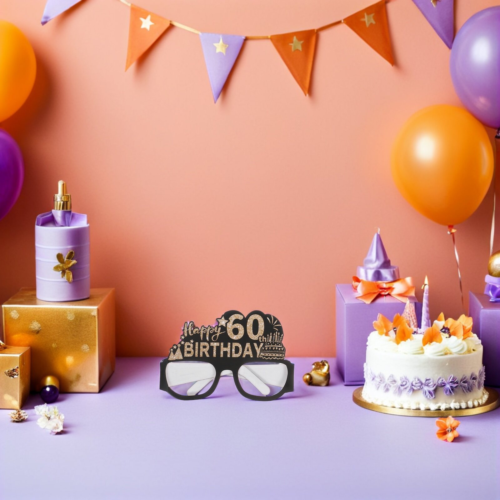 Бумажные очки для дня рождения 60 лет, разноцветные, набор из 24 штук для украшения