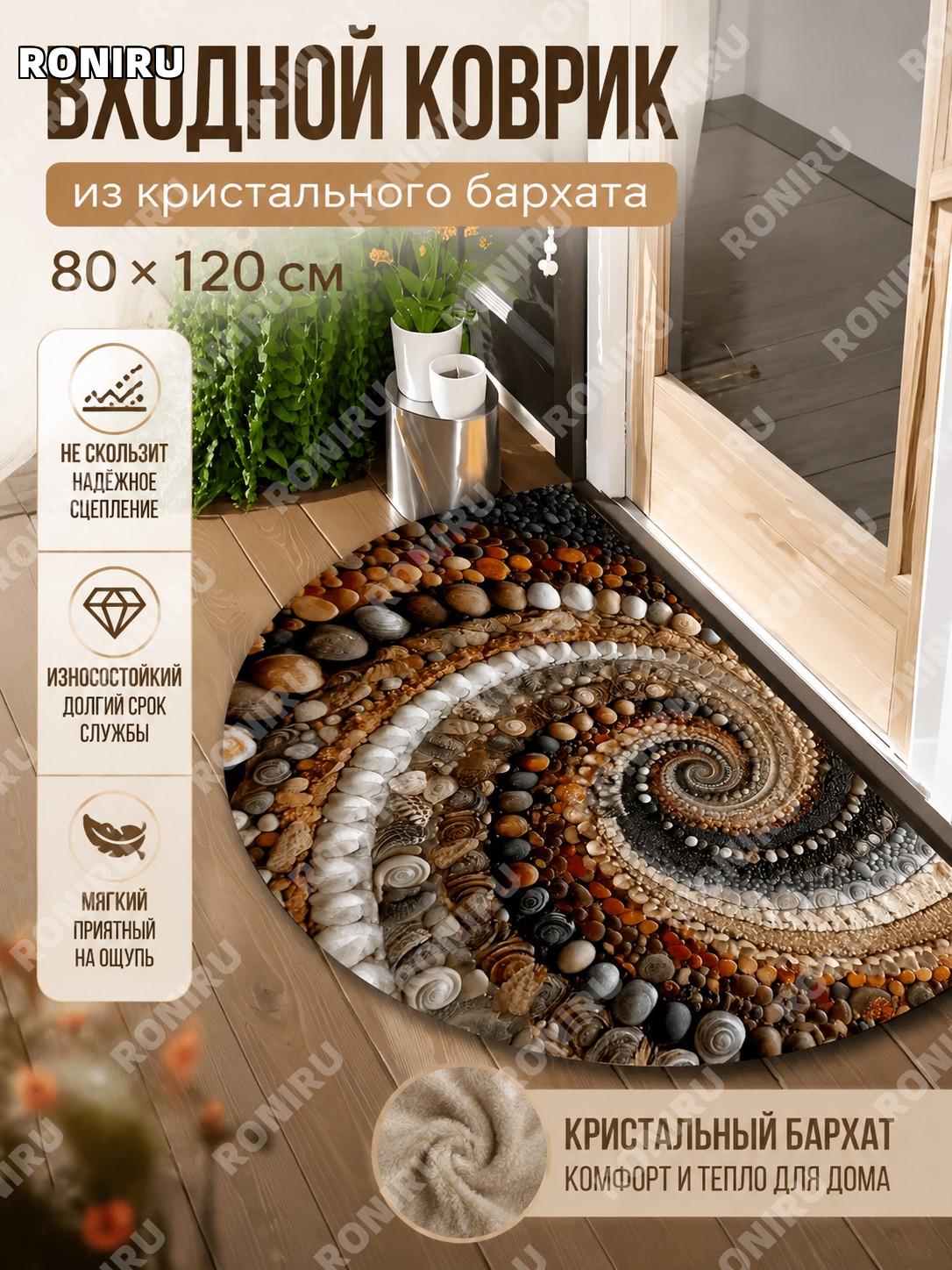 Коврик придверный ZY1015-8 80×120 см из кристального плюша для прихожей мягкий осенний праздничный декор входной