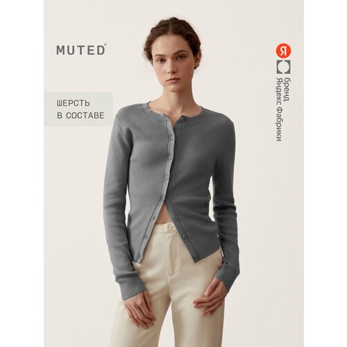 фото Кардиган muted из хлопка с шерстью, размер m, серый