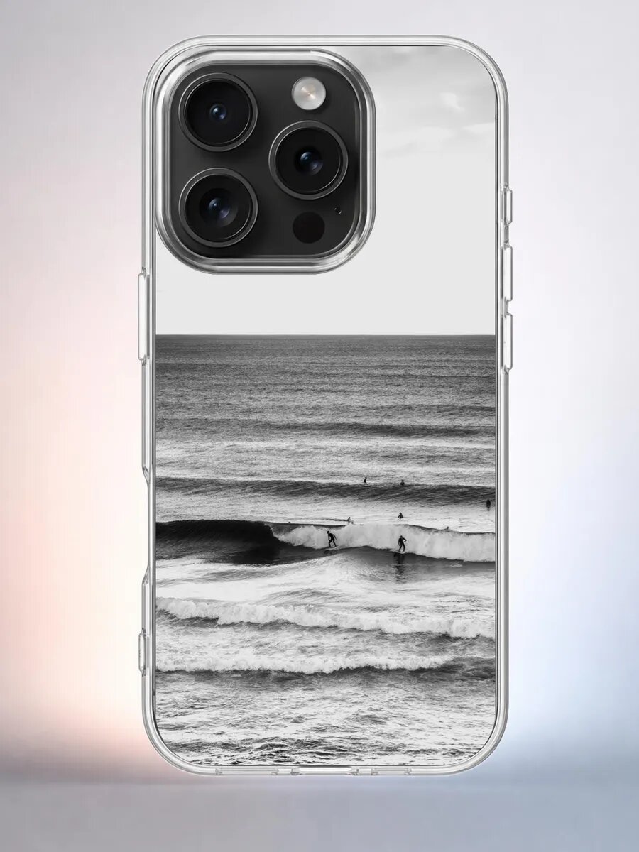 Чехол iPhone 15 Pro сёрфинг силиконовый прозрачный