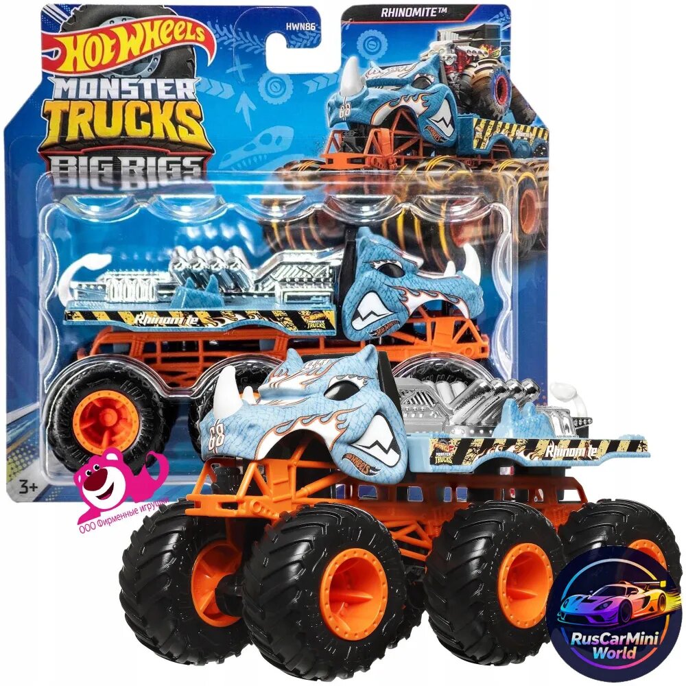 Машинка Mattel Hot Wheels Monster Truck wheeled truck HWN86 Rhinomite