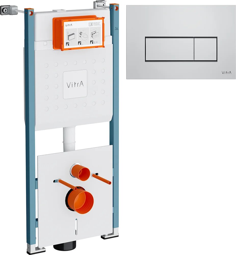 Комплект Инсталляция VitrA Ви-Фикс Кор (V-Fix Core) 732-5800-01PV / Кнопка Рут Скуэр (Root Square) 740-2380 цвет хром
