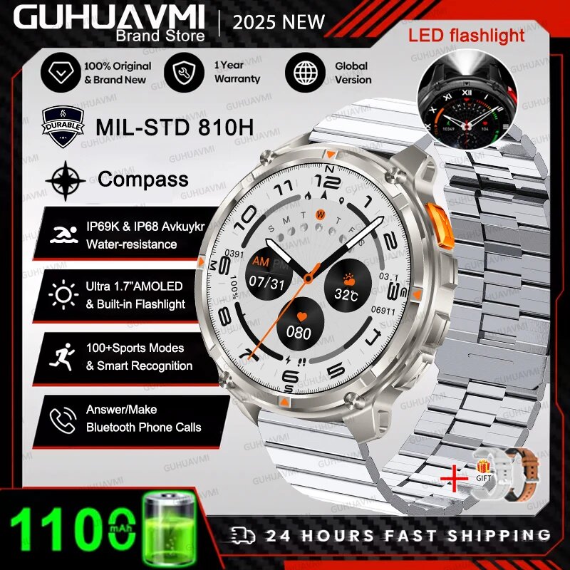 Мужские умные часы Silver Steel B 2A GPS, Bluetooth