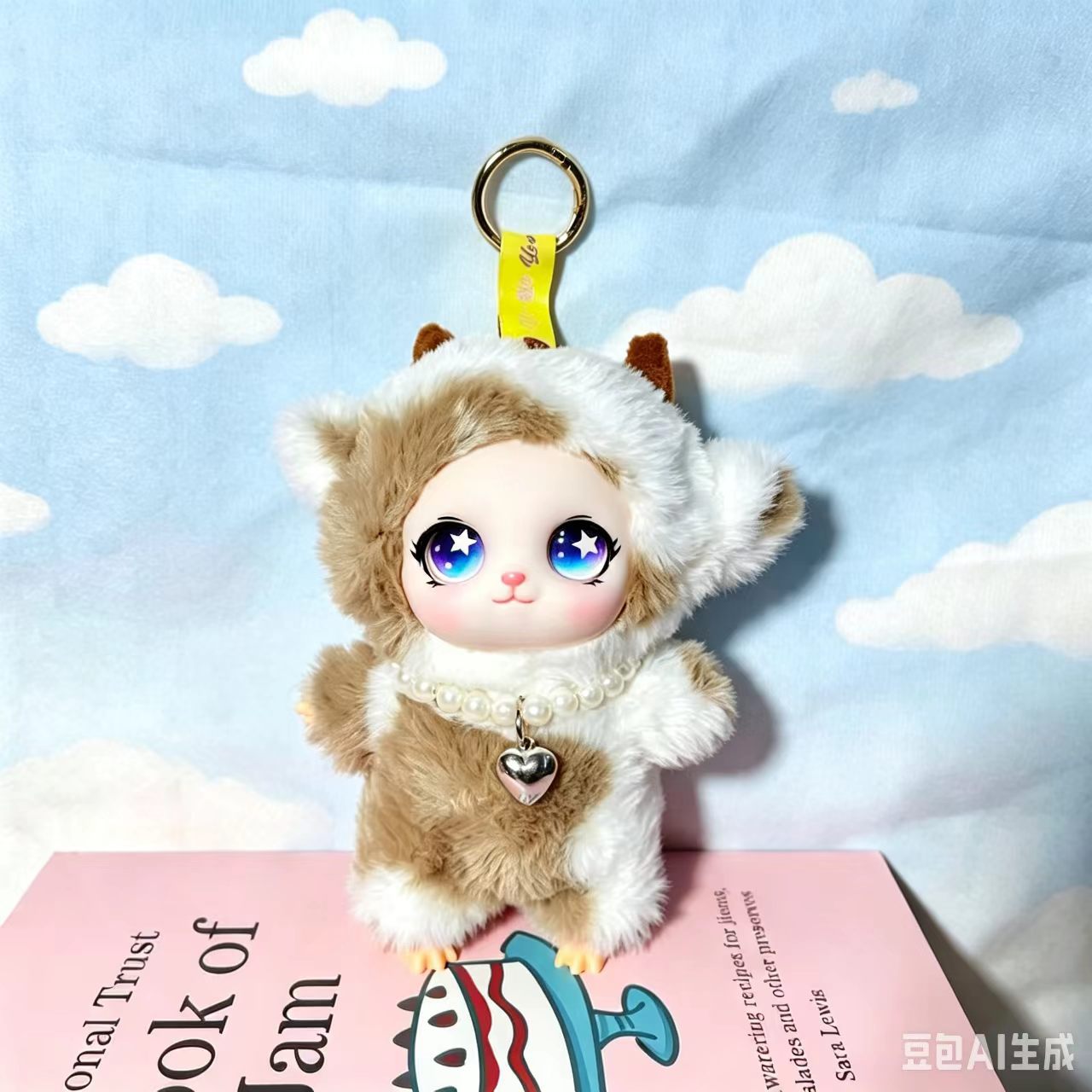 Плюшевая игрушка корова с сердцем брелок подвеска мягкая кукла для детей хаки цвета