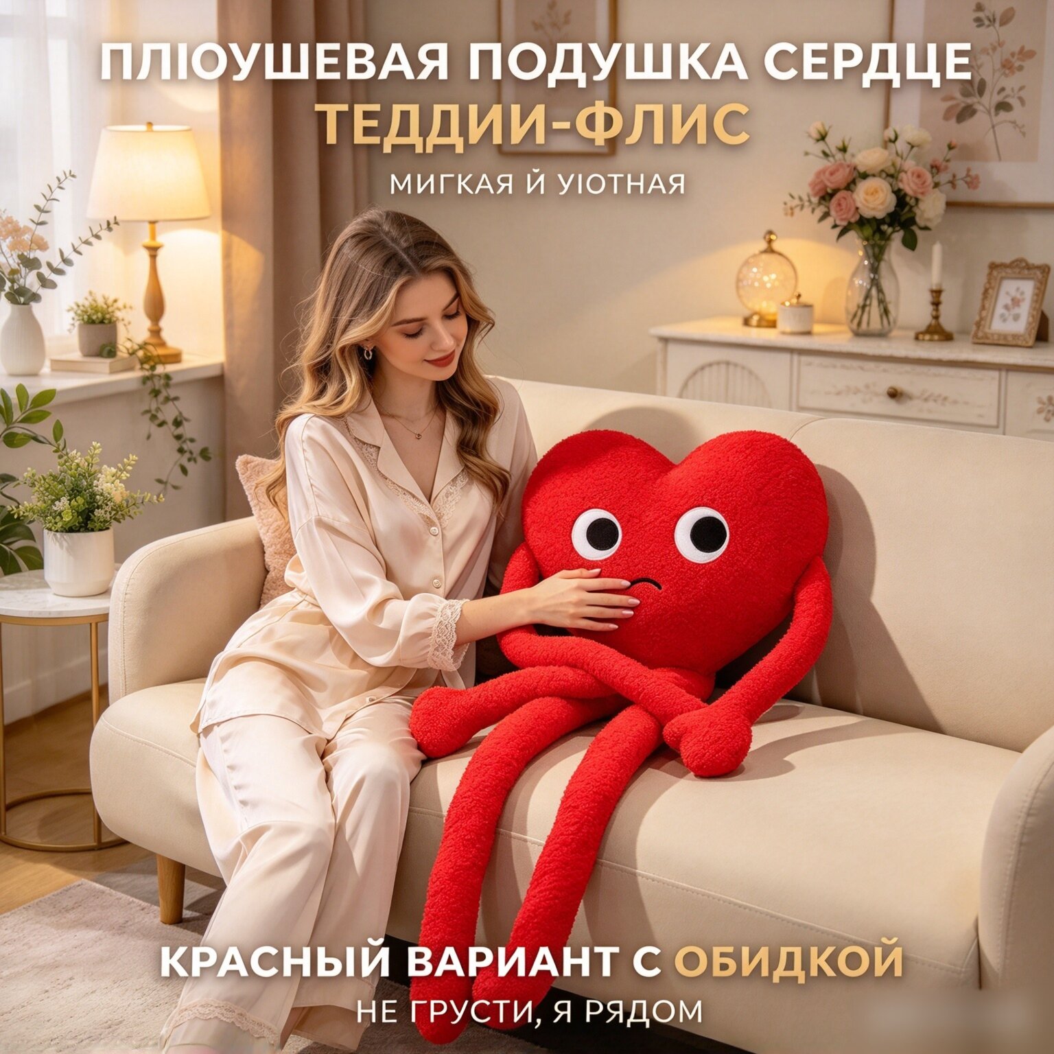 Подушка в форме длинноногой возлюбленной, для гостиной, на диван, красная в стиле "обиженный", 110 см