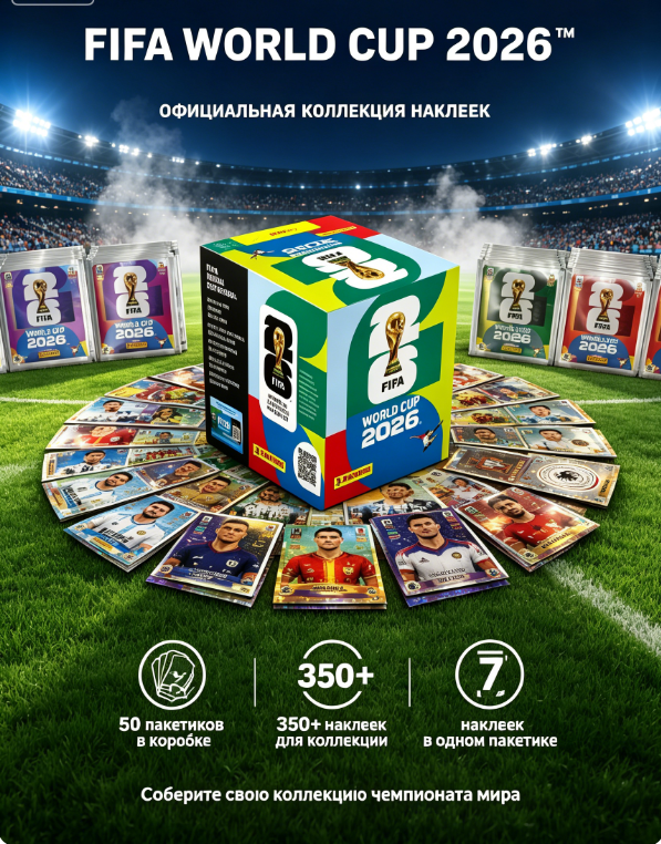 Panini FIFA World Cup 2026 Официальный альбом + 28 наклеек Коллекционный альбом чемпионата мира 2026 для фанатов футбола