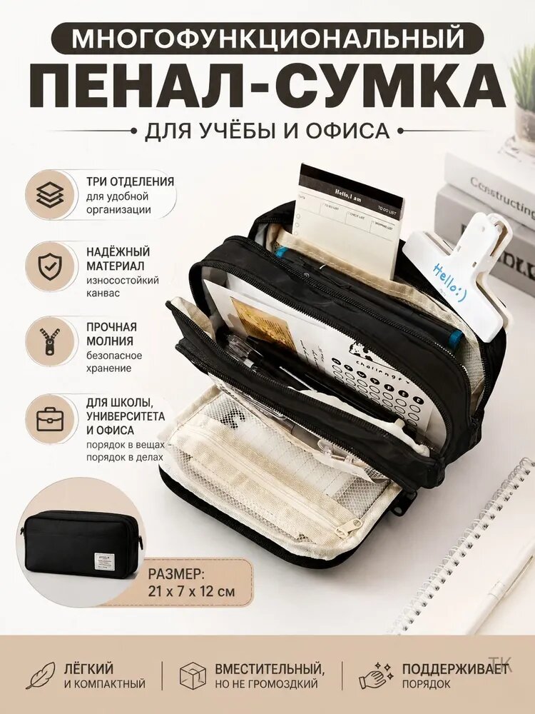 Простая студенческая канцелярская сумка