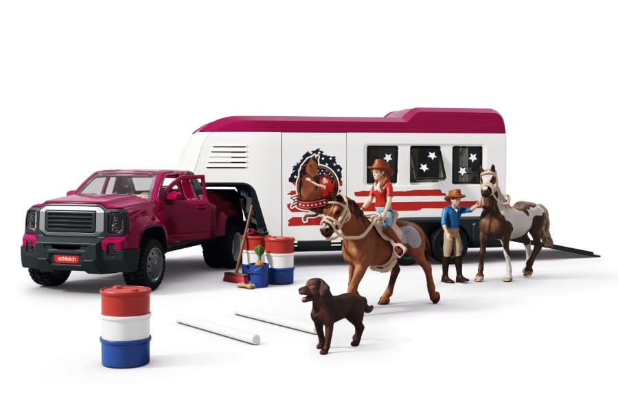 Фигурка Schleich Horse Club Грузовик Lakeside с прицепом набор 42705, разноцветный