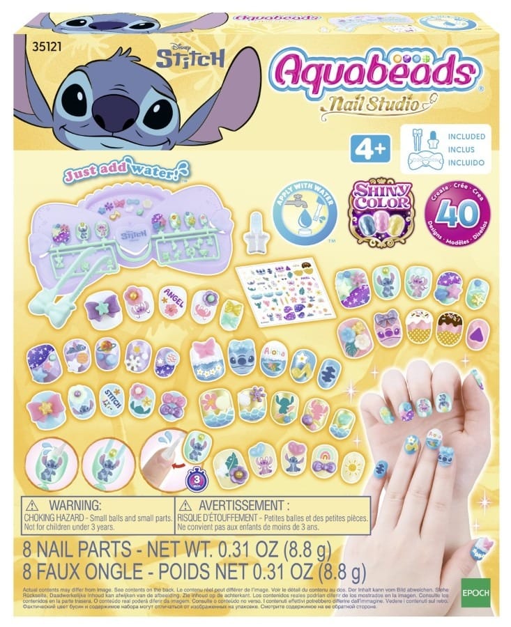 Мозаика Aquabeads Лило и Стич Nail Studio, творческий набор для дизайна ногтей, 35121, разноцветный