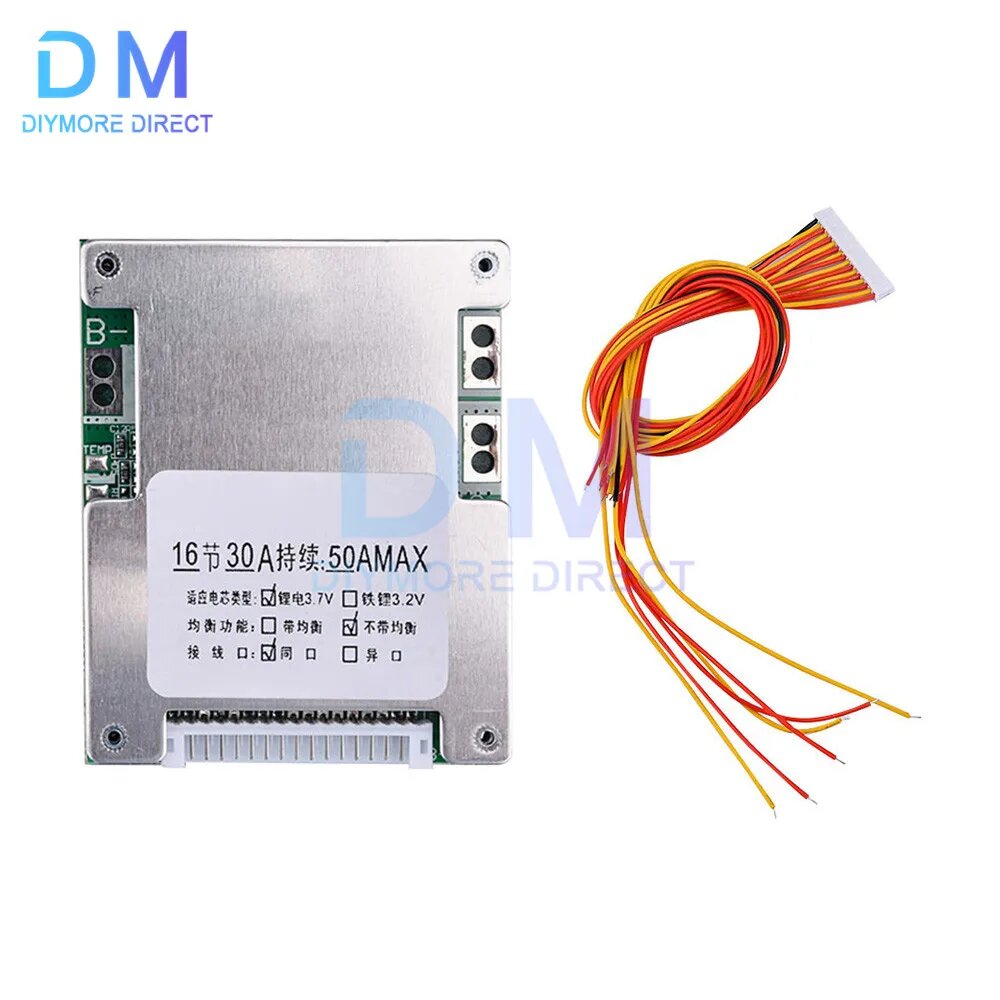 Литиевая BMS 16S 60V 50A, Color: no equilibrium