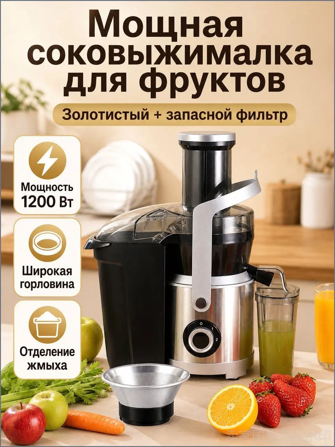 Соковыжималка электрическая центробежная 019fef9218b670da86bea8d6f7b501c0, черный, серебристый