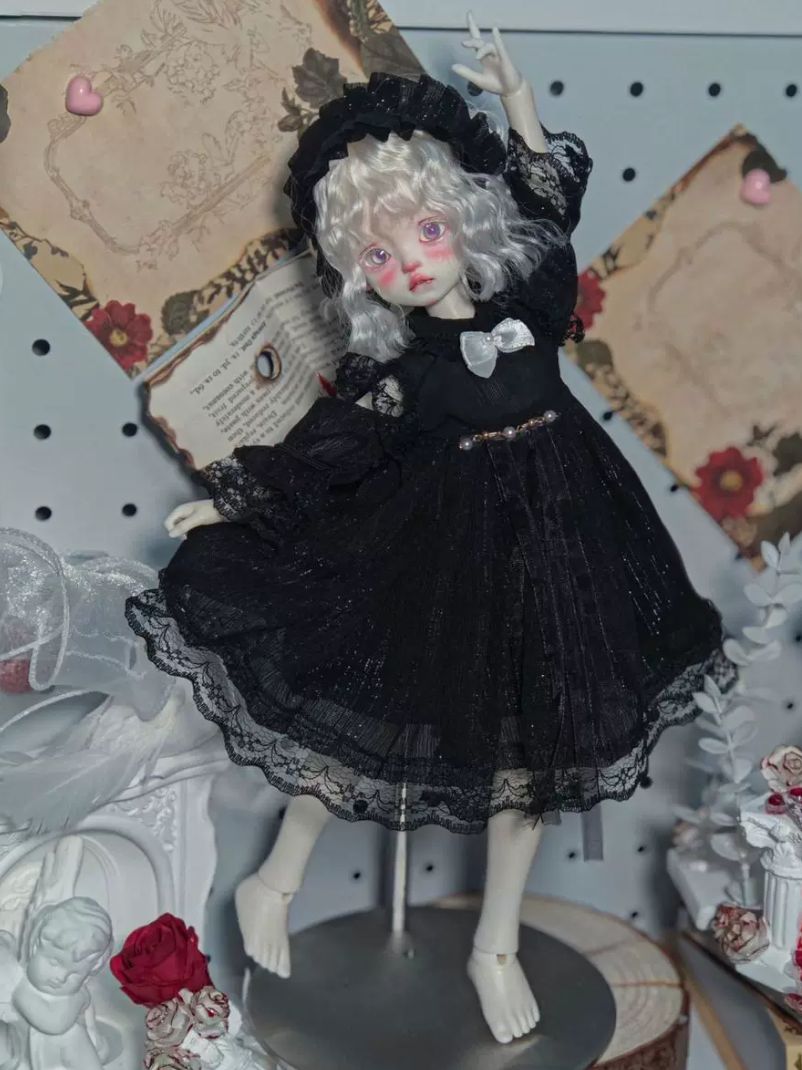 Gothic maid cosplay для 1/6 BJD doll, black aesthetic outfit