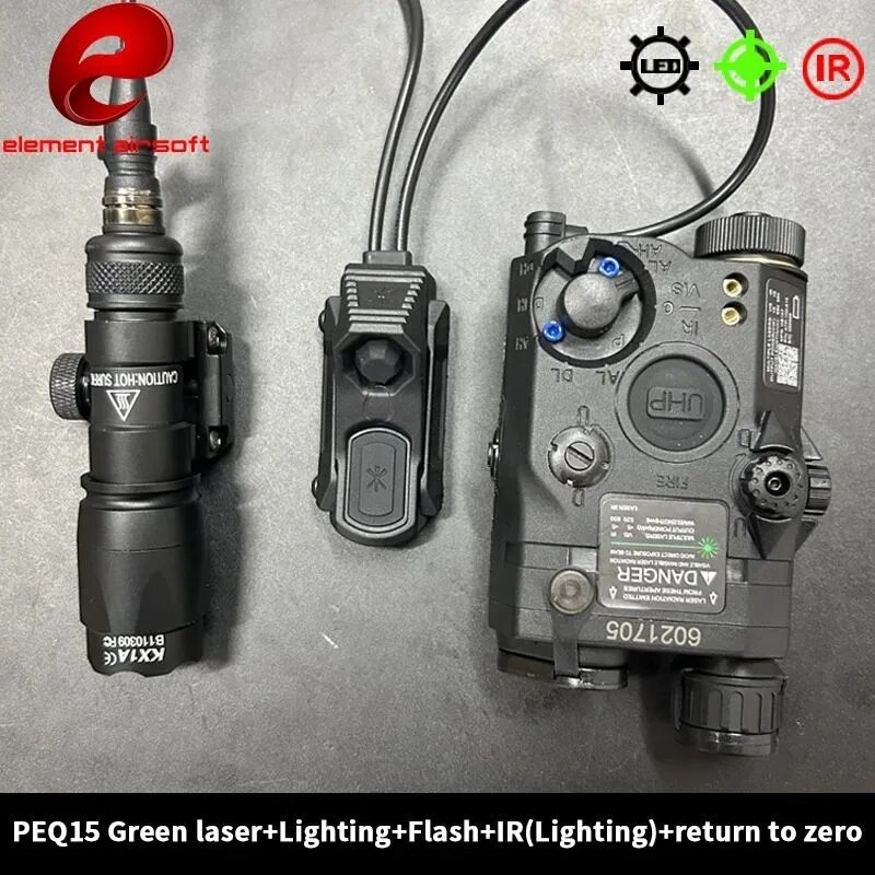 Тактический фонарь PEQ15 красный зеленый индикатор FG-M300A-AXON-BK