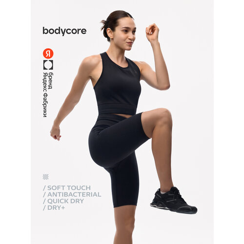 фото Топ спортивный bodycore бесшовный, с антибактериальной пропиткой, размер l-xl, черный