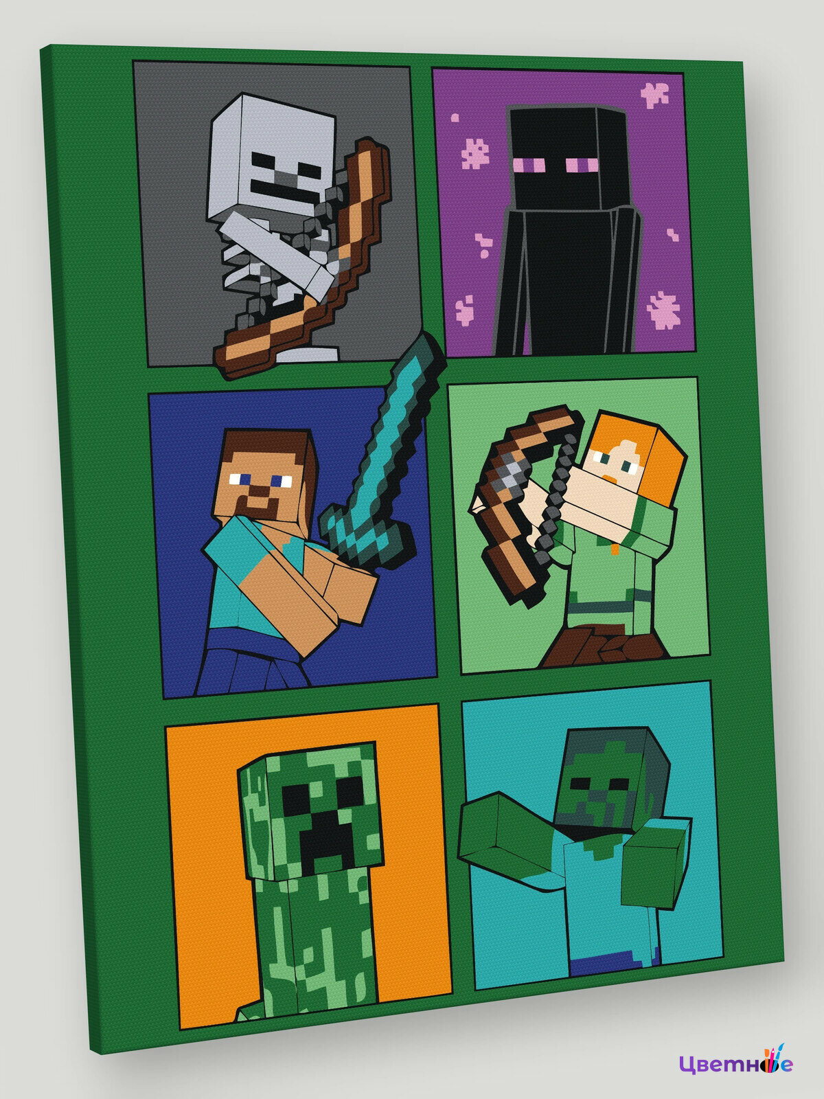 Картина по номерам на холсте с подрамником "Игра Майнкрафт Minecraft: мобы и герои" 40x50 см, Детские Люди