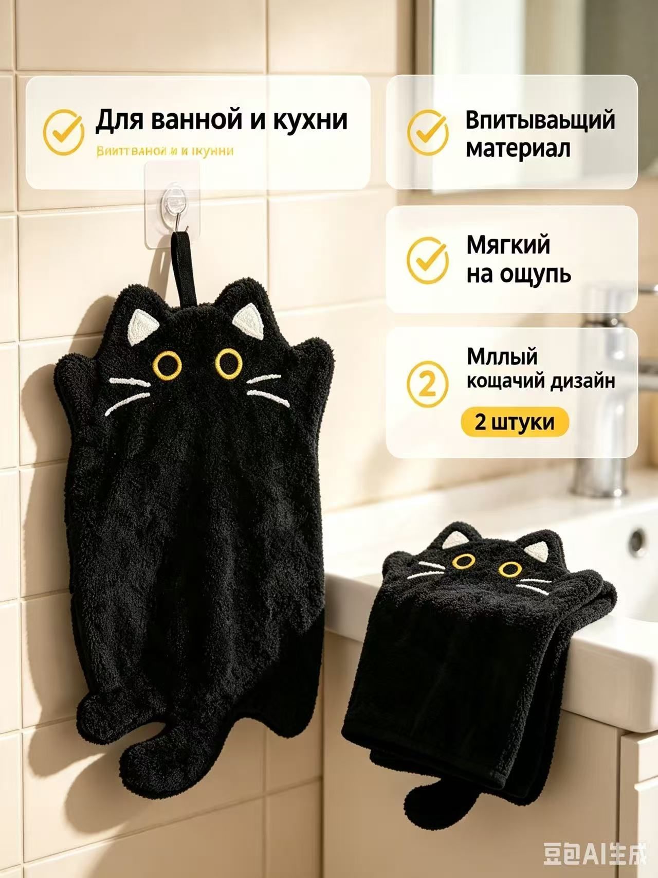 Салфетки для уборки, черное, 19*30 см, 2 шт, Артикул: 5234212228
