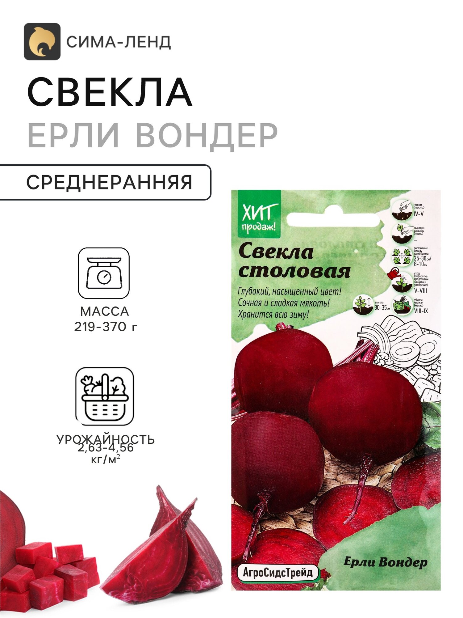 Семена Свекла столовая Ерли Вондер 2 г. 5 упаковок