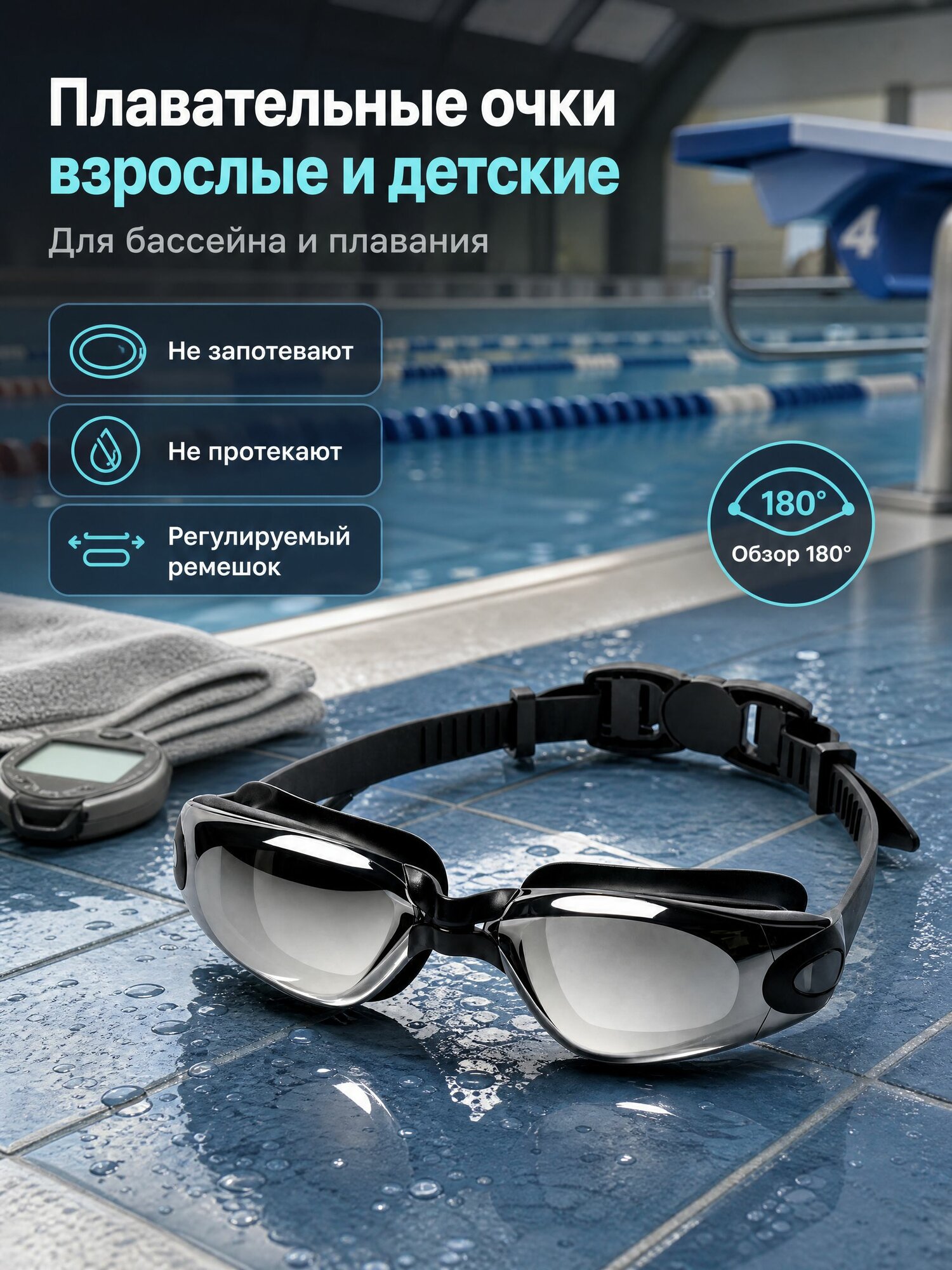 Очки для плавания мужские, женские, детские, для мальчика