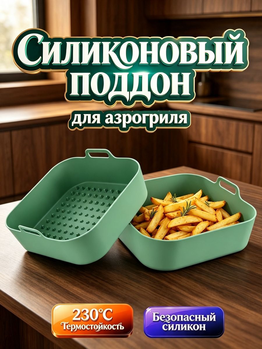 Форма для запекания 20.1 см x 20.1 см 1 шт пищевой силикон квадратная темно-зеленый