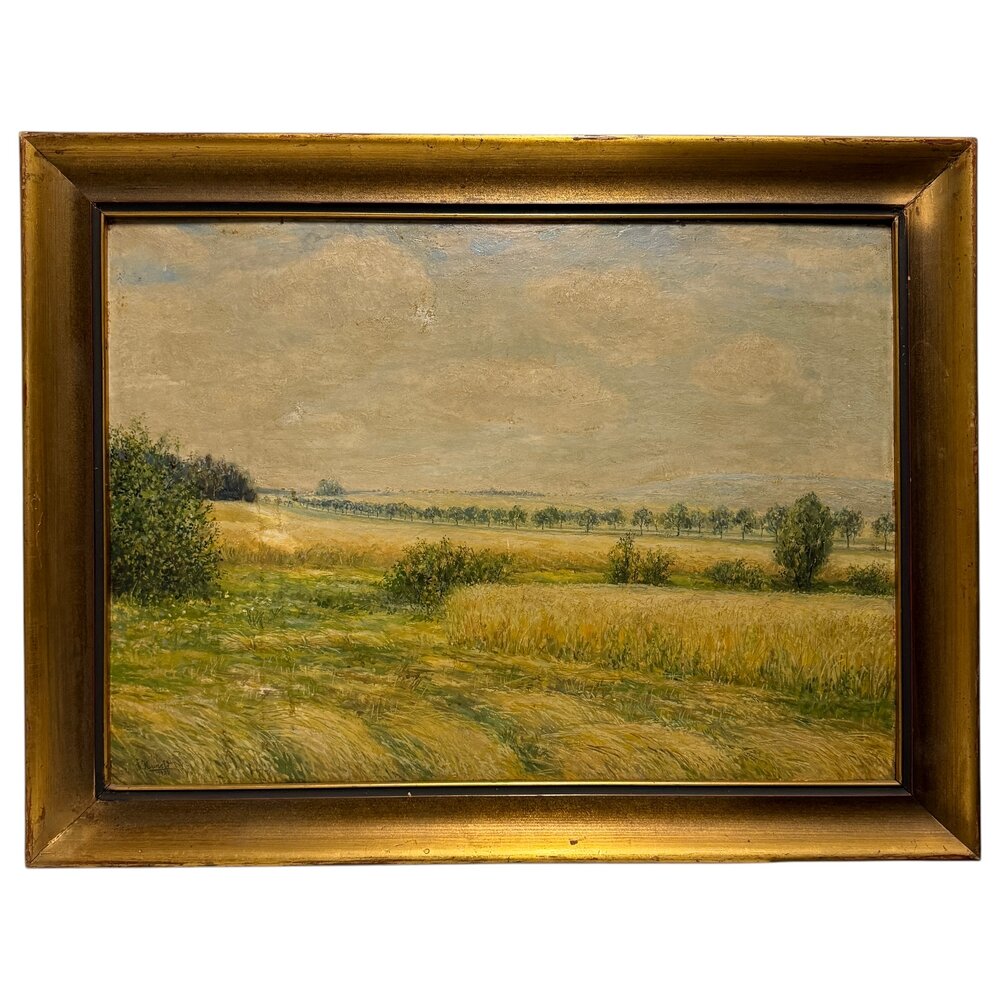 Картина "Окрестный пейзаж близ дороги" 1937 г. Худ. Fritz Kunold, пейзаж, Германия