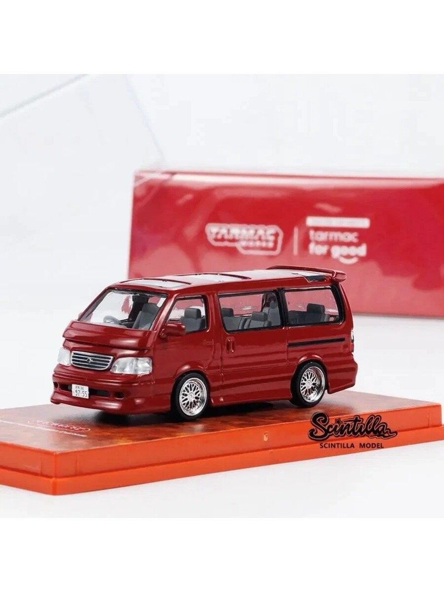 Машинка Tarmac works 1/64 Toyota Hiace Wagon Custom Red Литой под давлением автомобильной модели