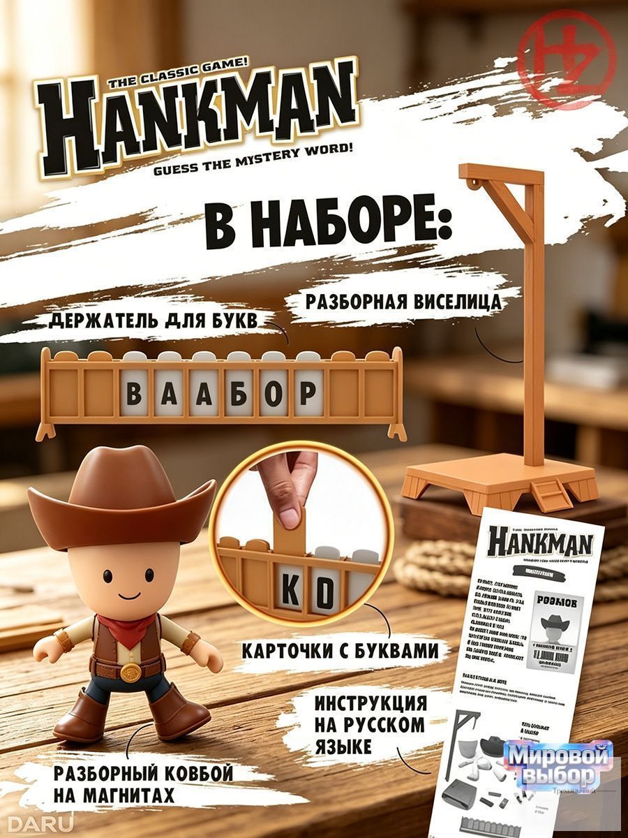 Настольная игра Виселица магнитная дорожная буквы английский 6+ подарок