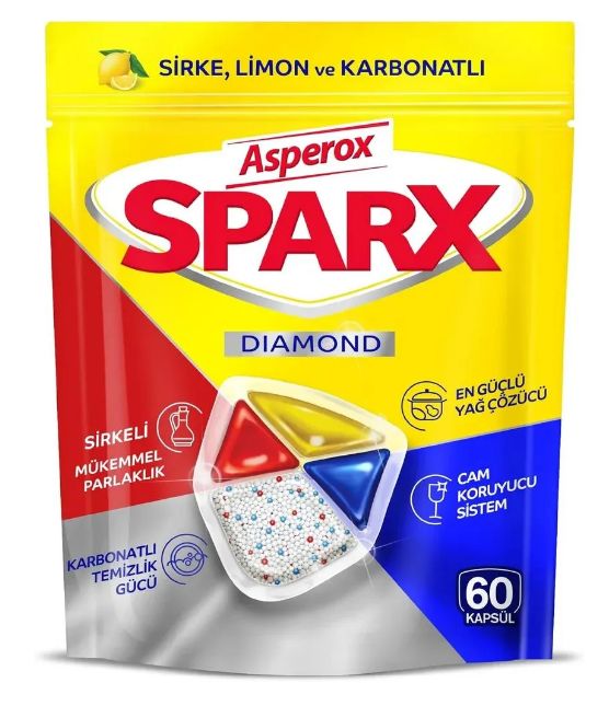 ASPEROX Капсулы для посудомоечной машины, упаковка 60 шт, SPARX DIAMOND 60 DISHWASHING CAPSULES