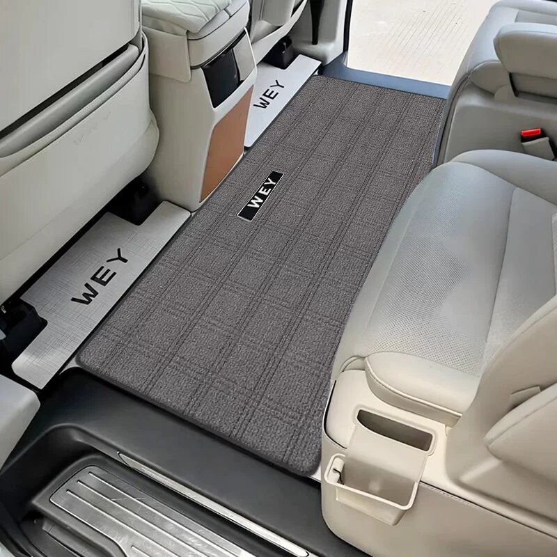 Коврик для среднего ряда с серой клеткой 125x45 см для салона автомобиля WEY Highland 7/8/9