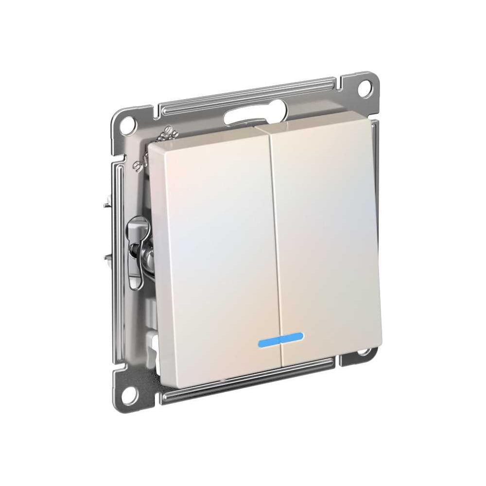 Механизм 2-клавишного выключателя Systeme Electric ATLASDESIGN с подсветкой, сх.5а, 10АХ, быстрозажимная клемма, жемчуг ATN000453S
