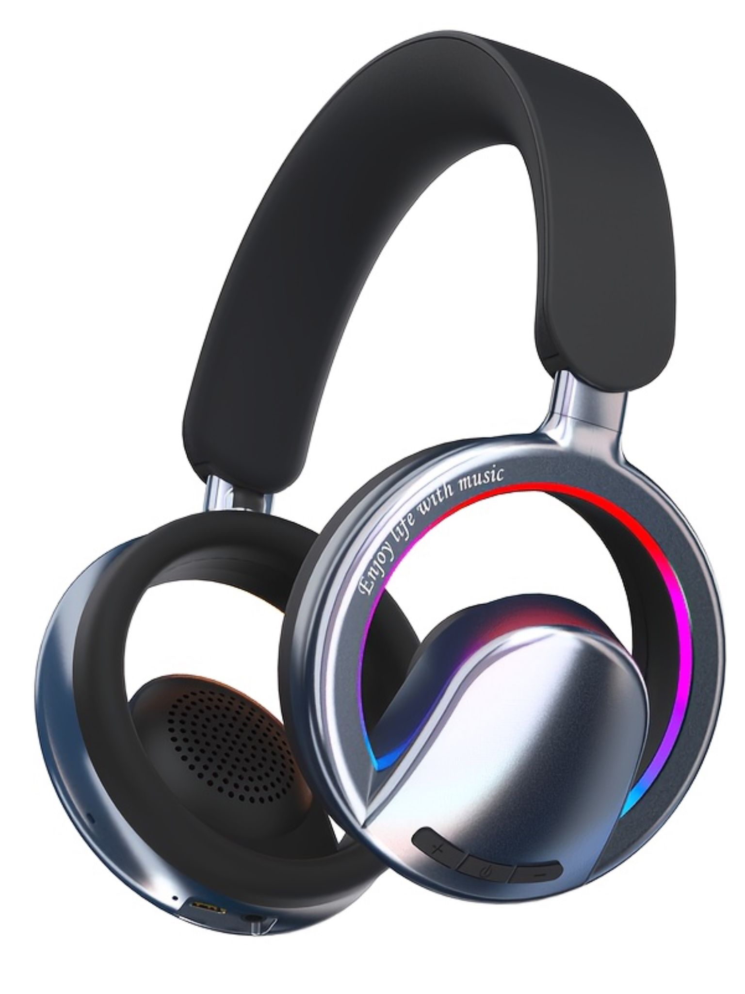 Fingertime B16, bluetooth наушники с RGB подсветкой, 33 ч работы, цвет черный