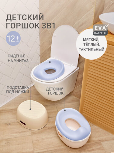 Изображение товара Горшок детский edda трансформер 3 в 1, подставка для ног, небо