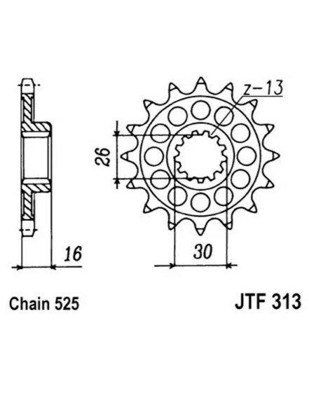 Передняя ведущая звезда JT JTF313.16