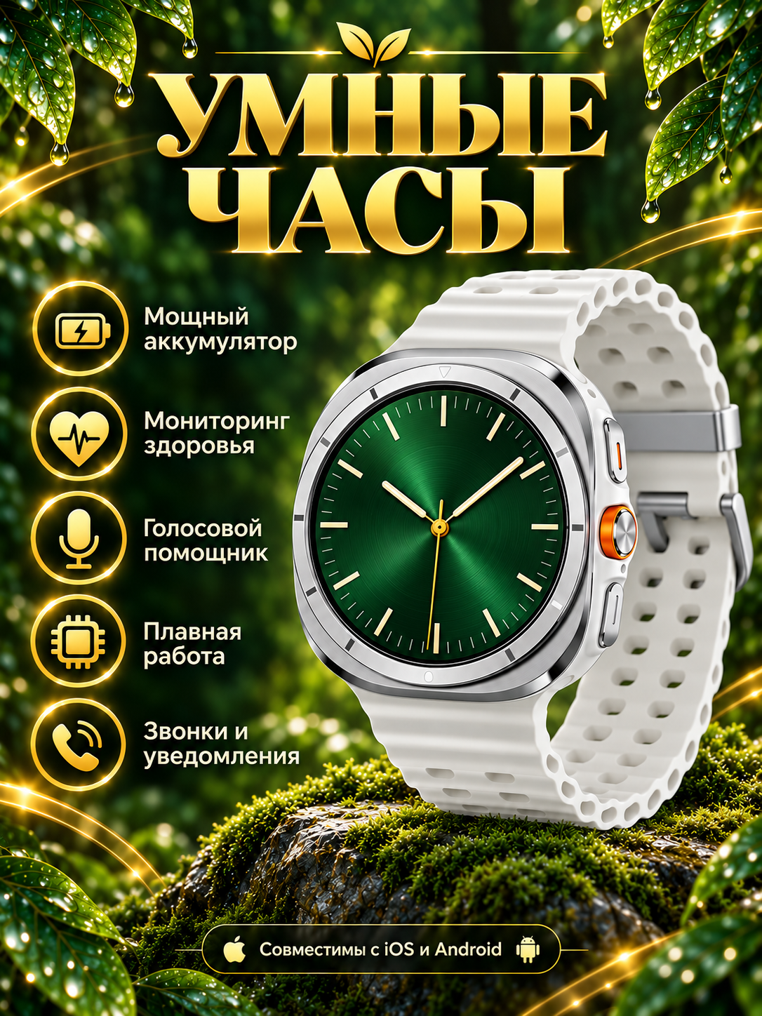 Cмарт часы X15 MAX Умные часы PREMIUM Series Smart Watch AMOLED, iOS, Android, Bluetooth звонки, Уведомления, Белый