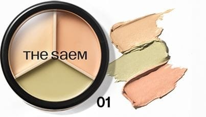 Консилер The Saem Cover Perfection Triple Pot, корректор для лица, 01 correct beige
