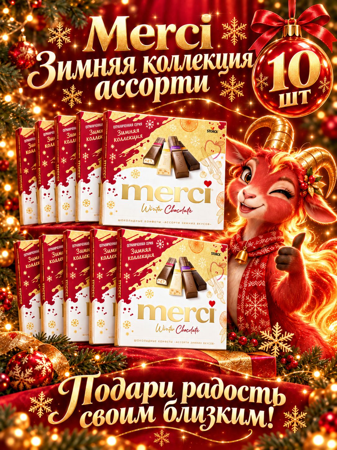 Набор шоколадных конфет Merci Зимняя коллекция , 10 шт Х 250 г