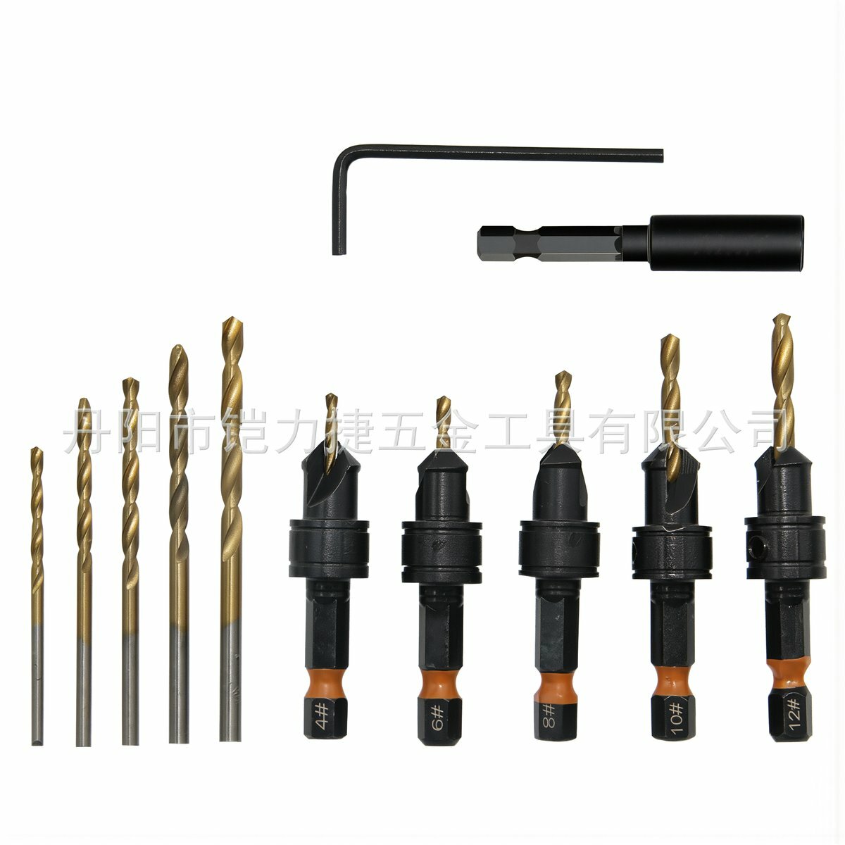 Сверло countersink с титановым покрытием 10 предметов для дрелей с шестигранным хвостовиком, набор сменных сверл для деревообработки, 5pc шестигранный хвост, оранжевое титановое покрытие, зенковочное