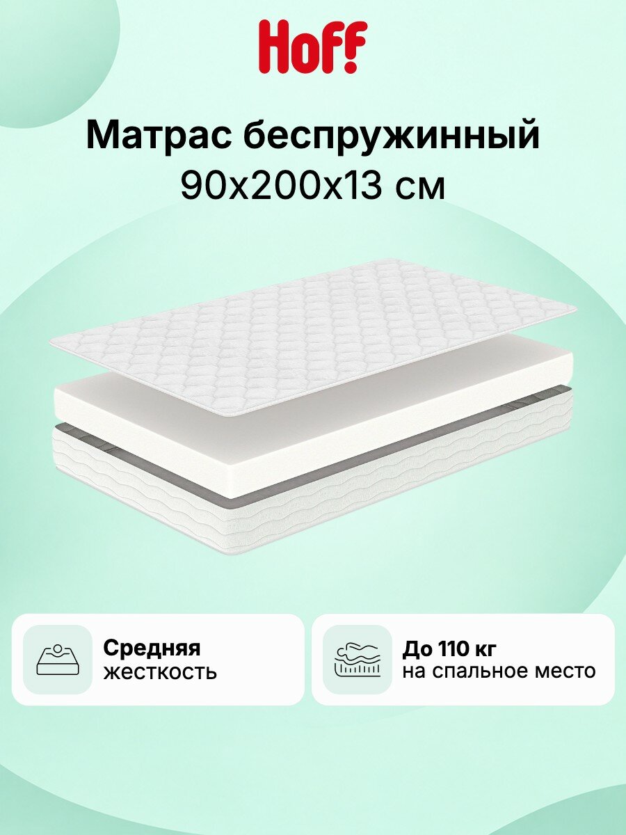 Матрас беспружинный MILDEX Pion Max, 90х200 см, двусторонний, жесткость средняя