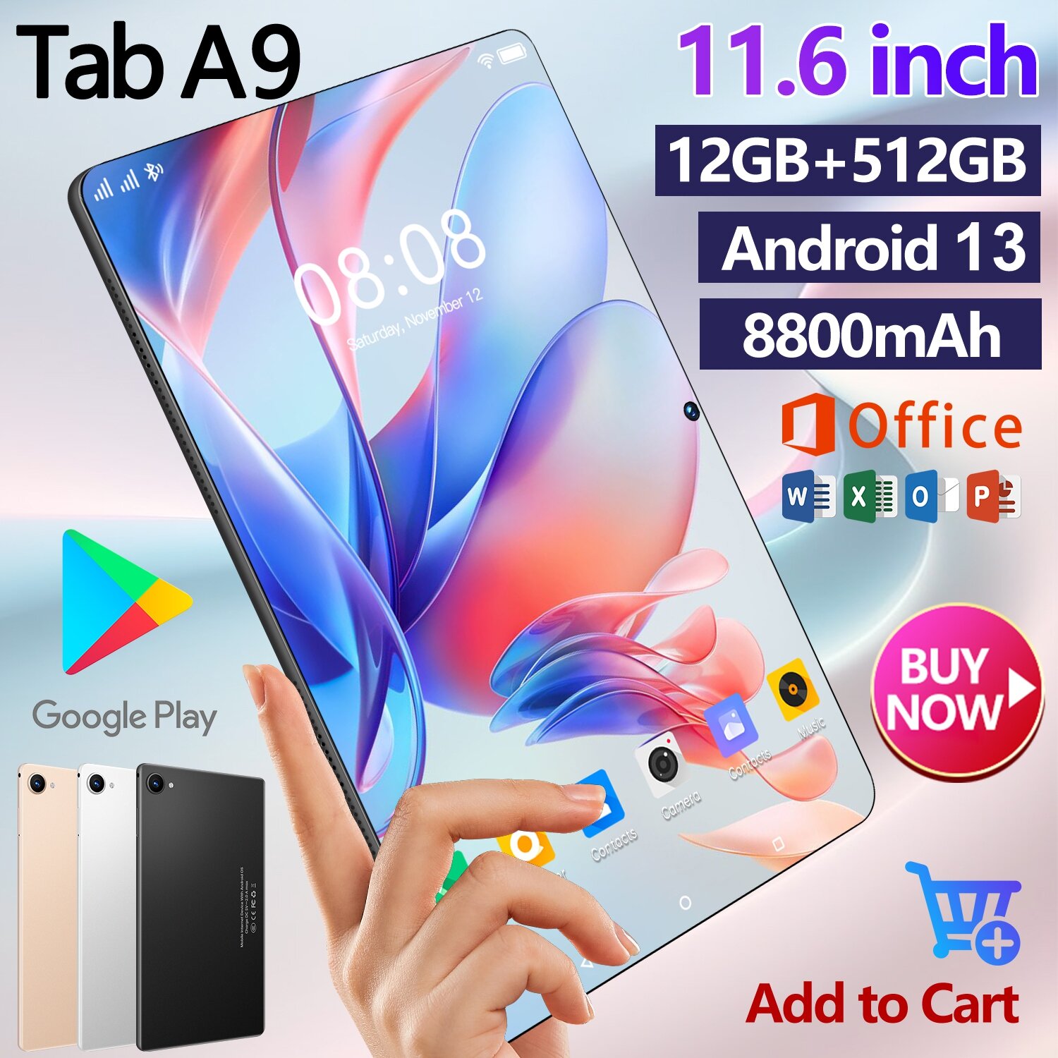 Планшет андроид для игр и работы 11.6" 12 ядер 16+1024 ГБ 8800мАч длительной работы Android 13 5G