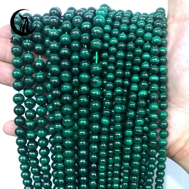 Натуральные малахитовые бусины 6мм, 8мм, 10мм Зеленый, 6mm (58-60pcs), Malachite L.2