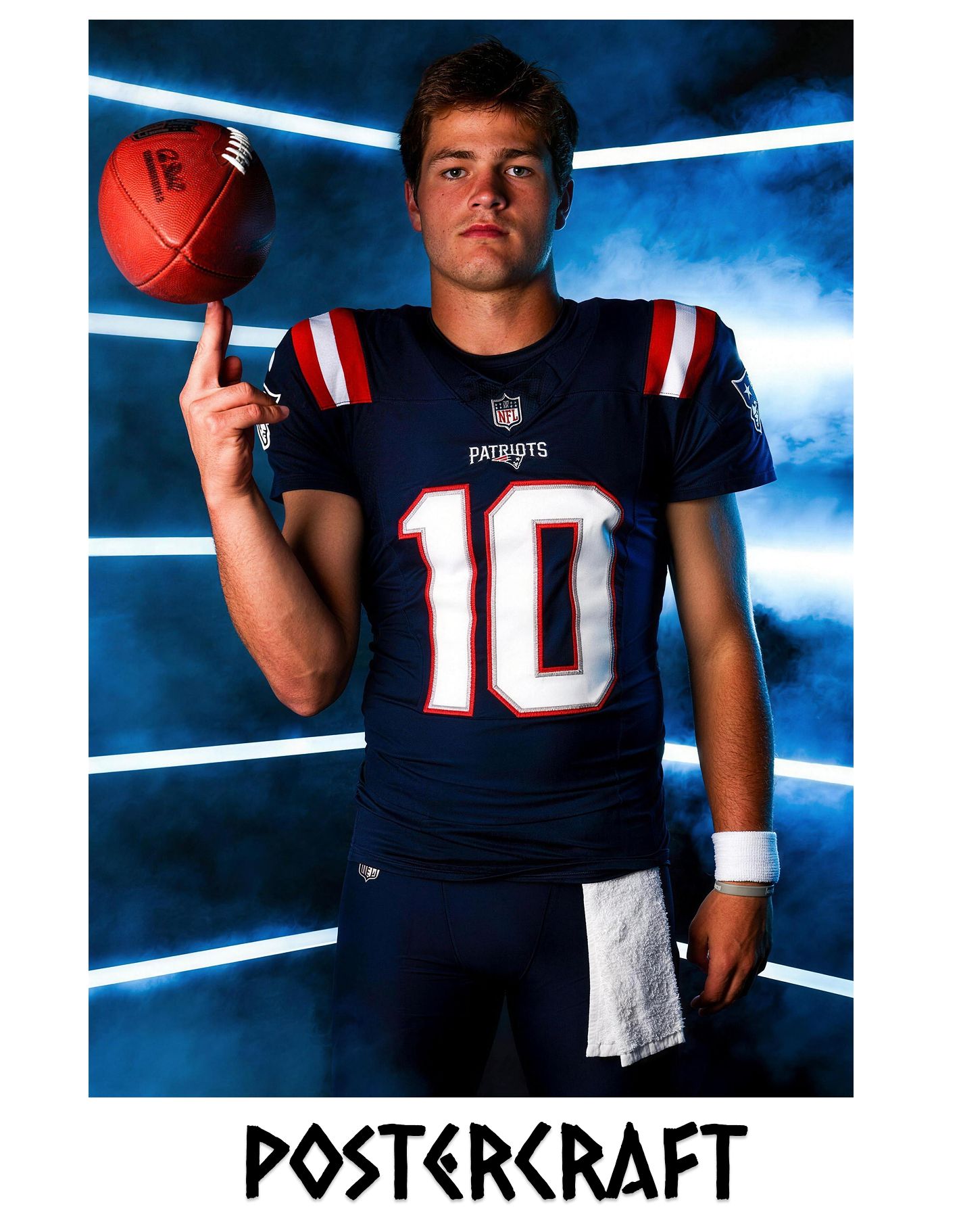 Постер Американский Футбол "Drake Maye" (Дрейк Мэй, НФЛ / NFL, New England Patriots), А3, глянц, 42х29.7см