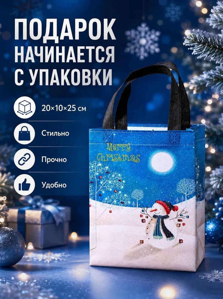 Подарочный пакет,20х10х25 см,5шт, с ручкой, для праздников, многоразовый