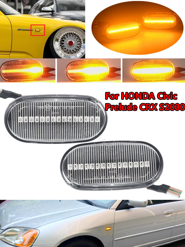 Повторители поворотников светодиодные, динамические тонированные для Honda Accord/Civic Prelude CRX S2000 Integra Fit