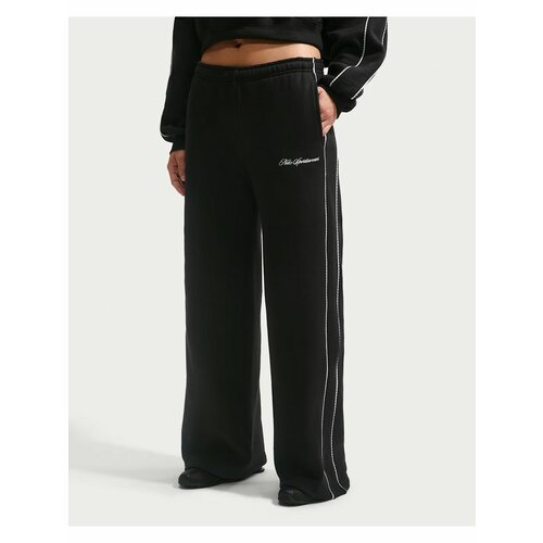фото Брюки спортивные nike studio fleece medium weight mid-rise wide-leg pants, размер s, черный