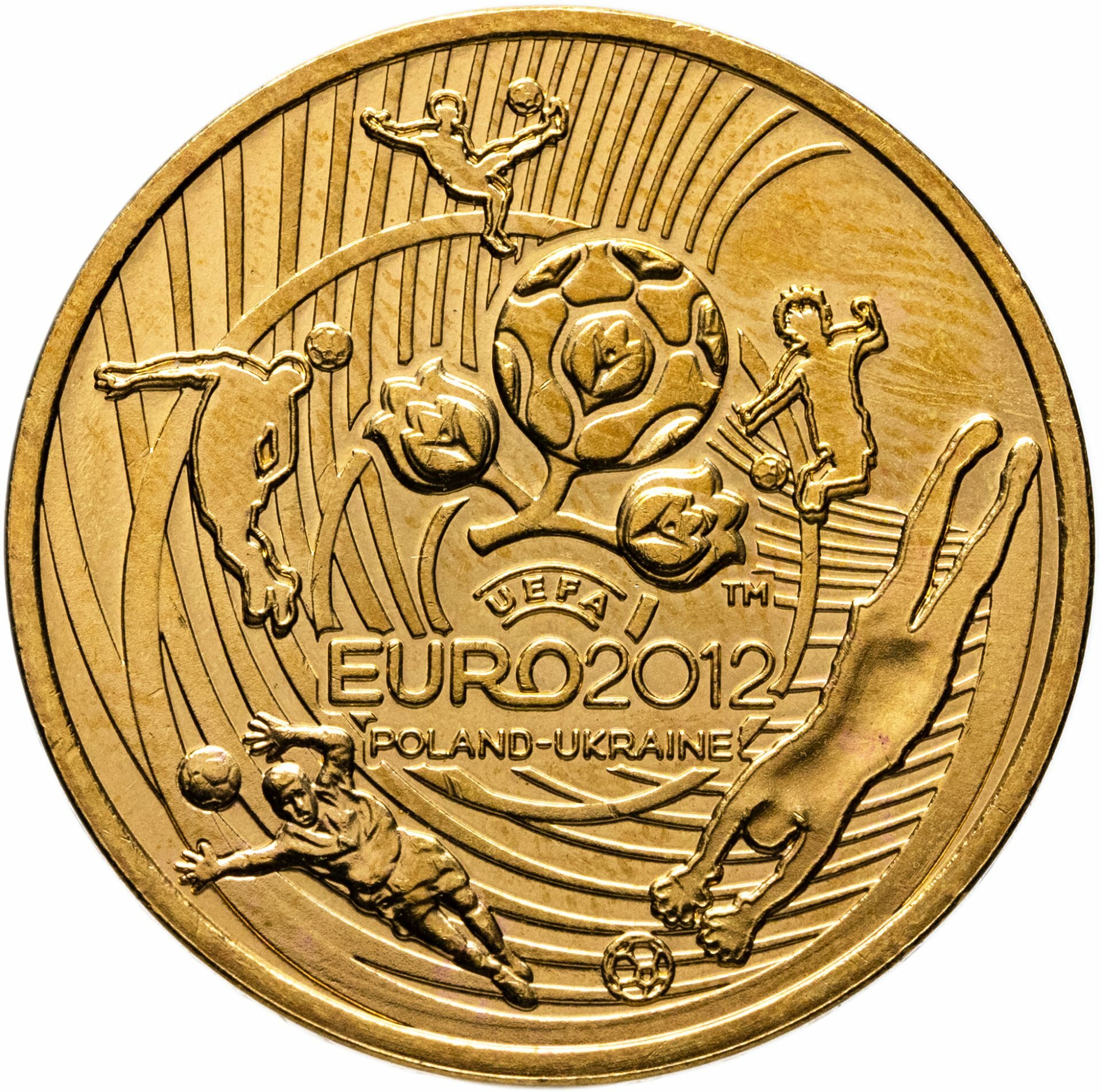 Польша 2 злотых 2012 "Чемпионат Европы по футболу 2012", Латунь, в сохранности UNC
