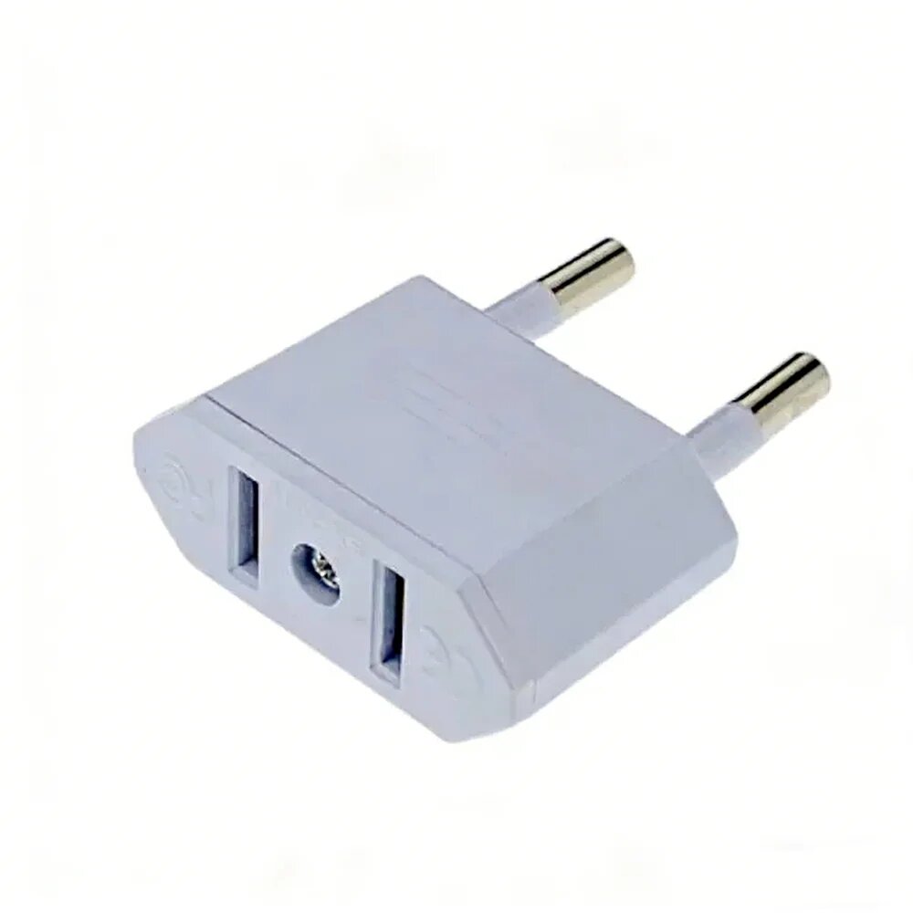 Дорожный адаптер 2-контактный евровилка черный EU Plug