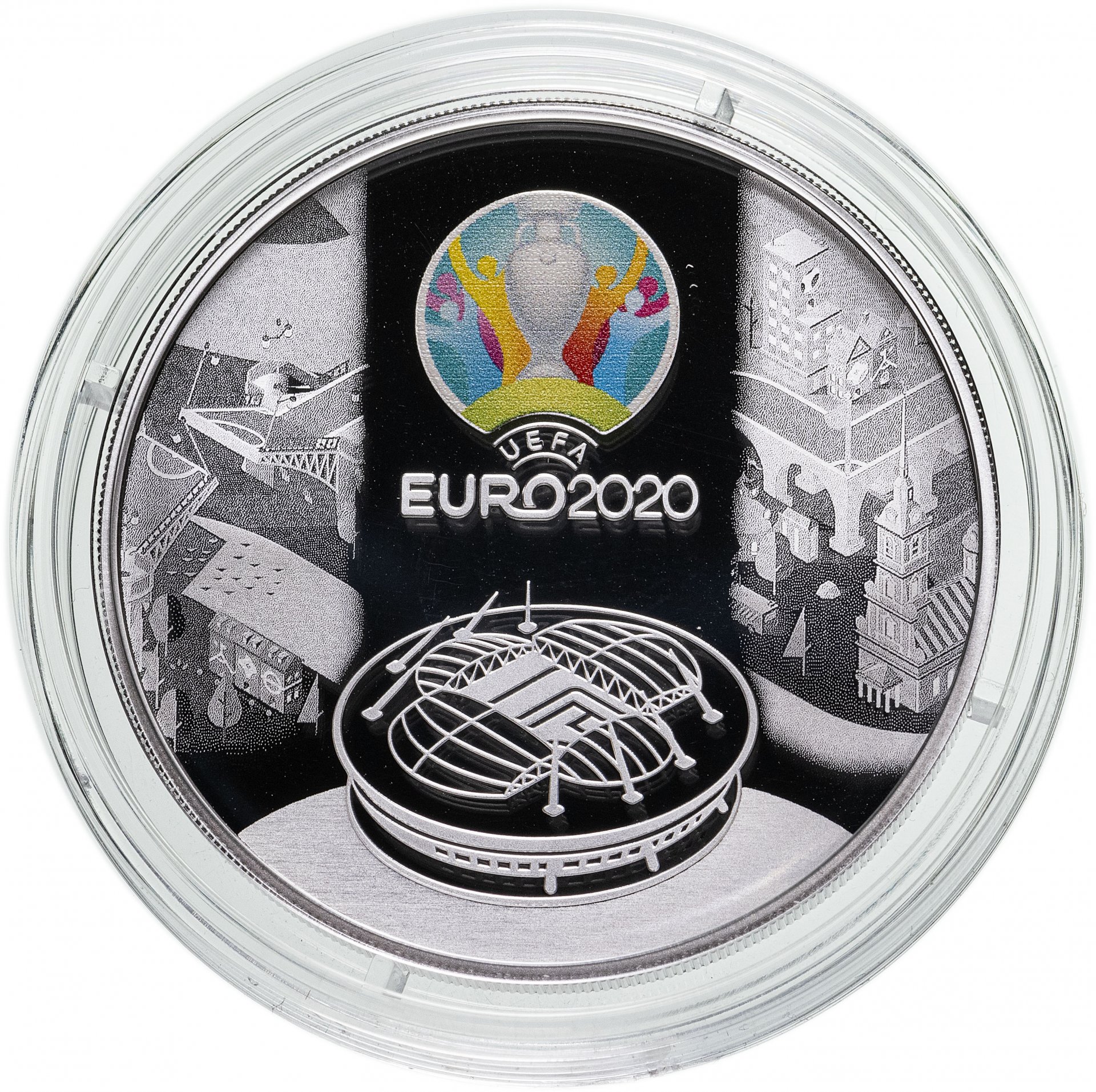 3 рубля 2021 Proof "УЕФА Чемпионат Европы по футболу 2020 кубок UEFA EURO-2020", Серебро 925