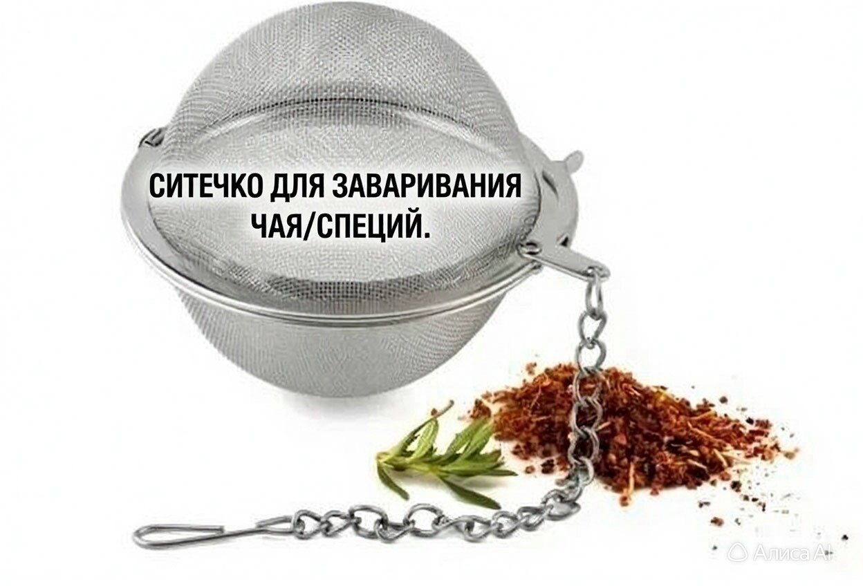 Ситечко-корзина, нержавеющая сталь, для бульонов, трав, приправ, чая, для придания блюдам аромата