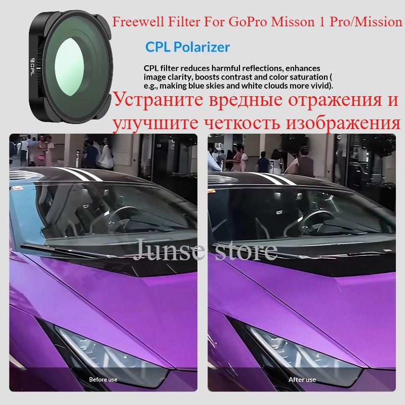 Фильтр FREEWELL Freewell Filter CPL Polarizer/Поляризатор Устраните отражение For GoPro Misson 1 Pro/Mission 1 Lens Camera, Anti Reflective/Антибликовое покрытие, Restore True Color For Outdoor