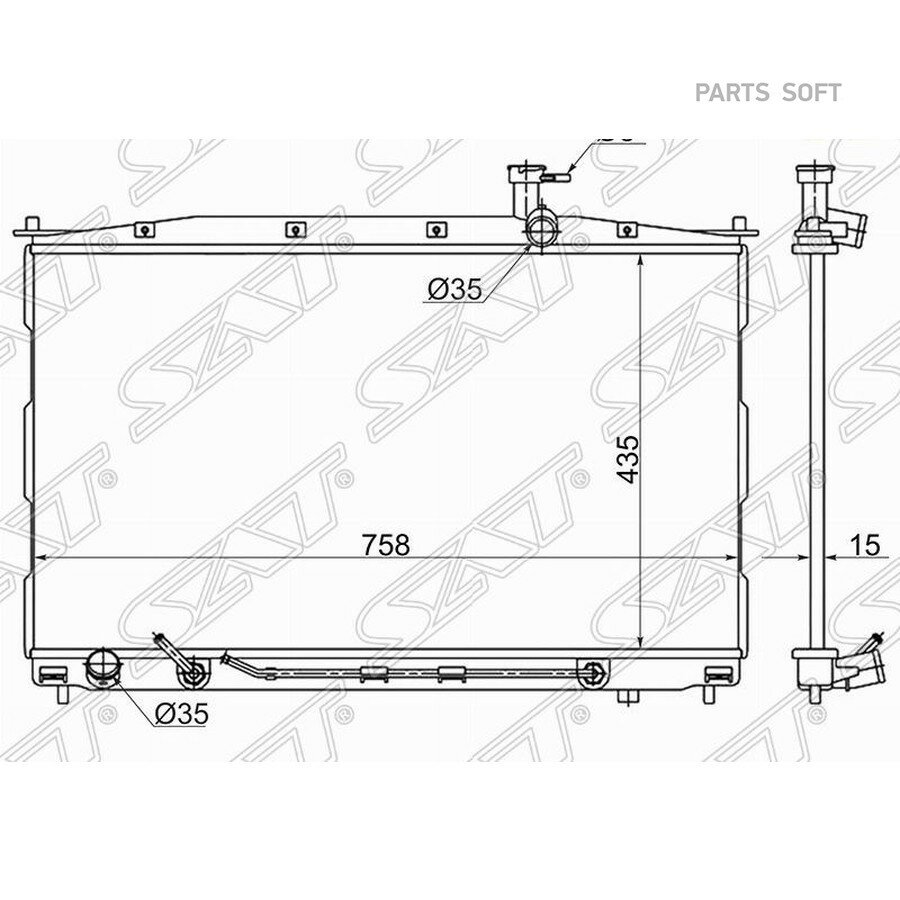 Радиатор Hyundai Santa Fe 05-12 от официального дистрибьютора, SAT, артикул HY000622D