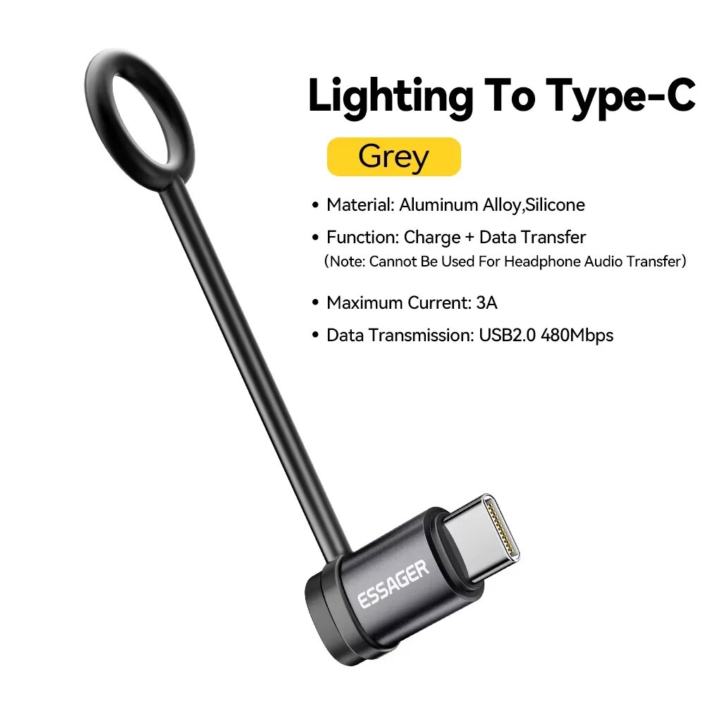 Адаптер Essager Lighting на USB-C 3A для быстрой зарядки OTG для iPhone 15 XR Pro, коннектор Type-C на Lightning для iPhone, OTG-конвертер.